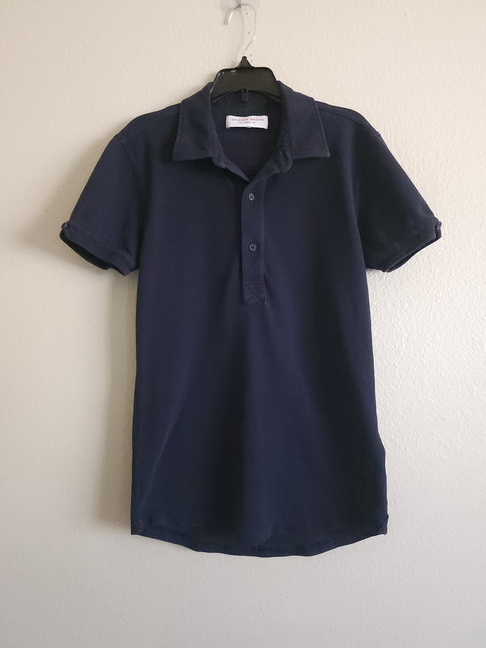 Orlebar Brown Sebastian Tailored Fit Polo Shirt Navy Cotton Pique James Bond